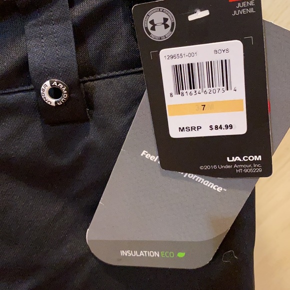 New Under Armour- insulated snow pants youth size 7 black - Picture 3 of 5